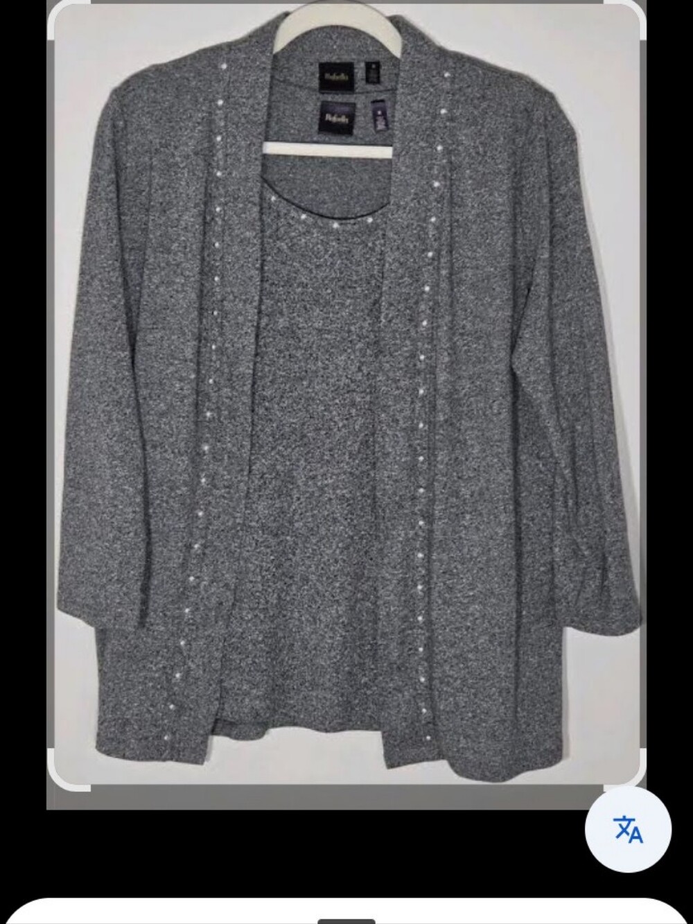 × Rafaella Gray Knit Open-Front Cardigan with Matching Shell - Picture 3 of 14